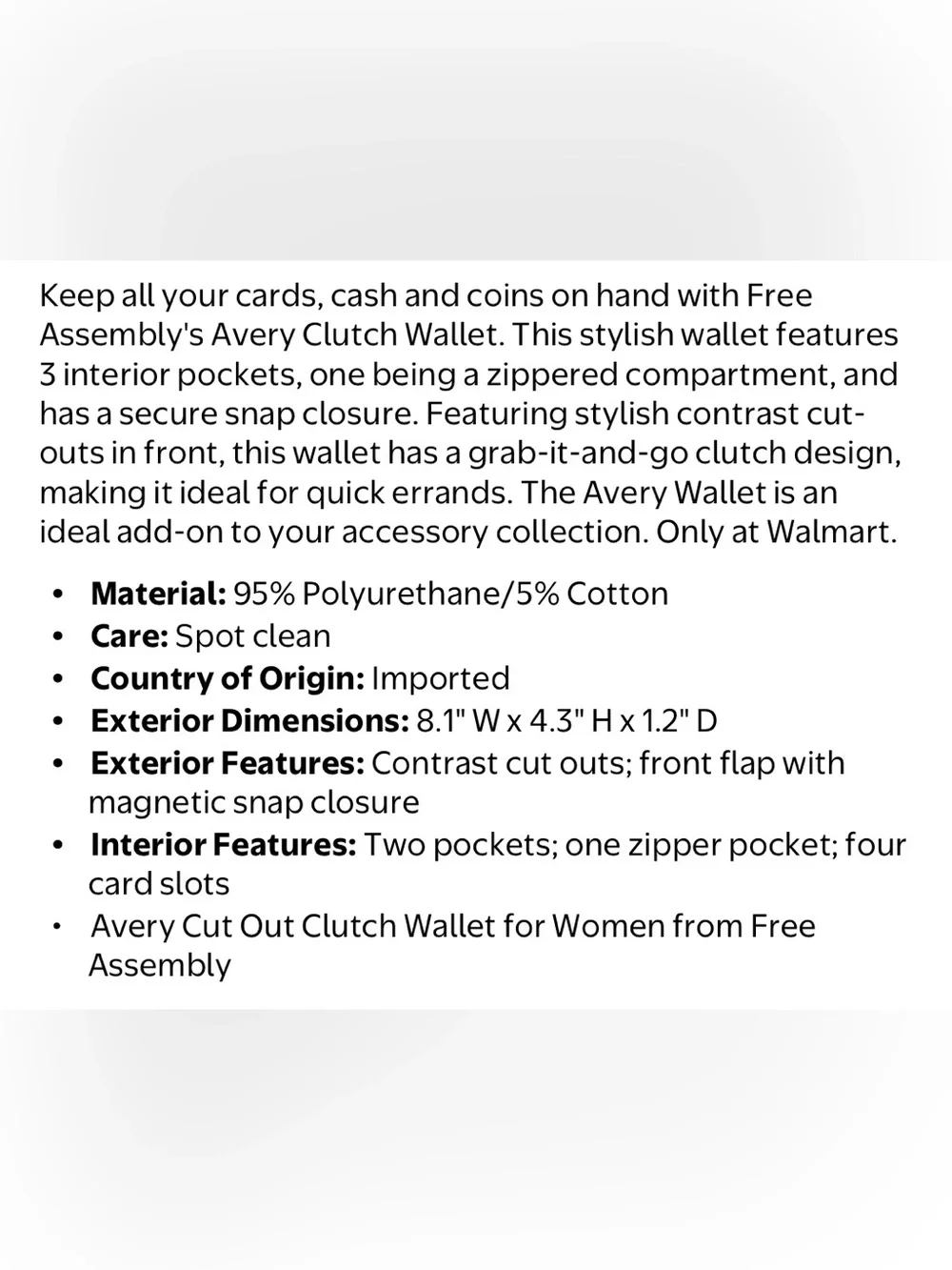 Free Assembly Avery Cut Out Clutch Wallet Cognac Brown Cream NWT